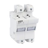 Fuse holder UL recognized and CSA certified, for 22X58mm fuses. 100A/125A rated current at 690VAC, 1P+N. Without status indicator. 2 modules