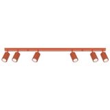 REFLECTORS ON A LONGITUDINAL CEILING STRIP IN RED COLOUR 6XGU10 CARBON