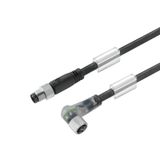 Sensor/actuator line, Connecting line, M8 / M8, Number of poles : 3, 0.3 m, pin, straight - socket, 90&deg;, Shielded: No, LED: Yes, Sheath material: PUR, Halogen: No