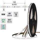 LED strip SMD2835 NW, 60LED/m, 7,2W/m, DC 24V, 641lm/m, CRI90, IP20, 10mm, 50m