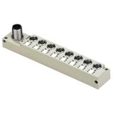 with M12 outlet, 12-pole, A-coded, M8, 30 V, , LED: Yes, LED initiator: Yes, Wiring type: PNP