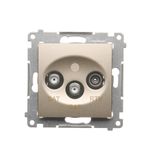 SAT-SAT-RTV double aerial socket, atten.: 1dB, Gold matt, metalic