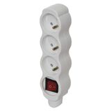 Power Strip without cable 3 sockets with switch, white