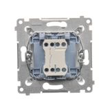 Single button with light indicator box for switches and push buttons, Silver matt, metalic