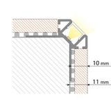Aluminum profile for tiles and paving black DS 39x27mm incl. White diffuser 2m