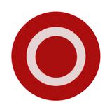 Button plate flat with inscription, red with white zero