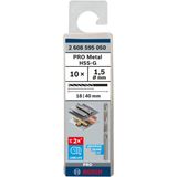Metal drill bits HSS-G, DIN 338 1,5 x 18 x 40 mm 10 pcs.
