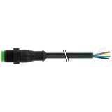 M12 female 0° A-cod. with cable Lite PUR 5x0.34 bk UL/CSA+drag ch. 0.6