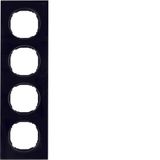 Frame 4gang, flat, R.8, glass black