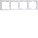 Frame with labelling field 4gang horizontal S.1, polar white glossy