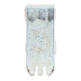 Eaton Bussmann series TPS telecommunication fuse, Vertical PCB tab, 170 Vdc, 50A, 100 kAIC, Non Indicating, Current-limiting, Non-indicating, Glass melamine tube, Silver-plated brass ferrules