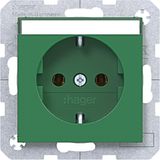 SCHUKO wall socket, text field, plug-in type, A.x/C.x, green