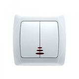 Carmen White Illuminated Two Gang Switch
