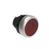 Illuminated Push-Push button actuator Ø22mm Platinum series chromed plastic, flush. Push ON-Push OFF, red