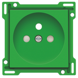 Finishing set for socket outlet with pin earthing and shutters, flush-mounting depth 28.5 mm, green