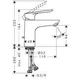 Logis E 100 sink mixer, with pop-up, chrome