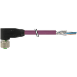 M12 fem. 90° B-cod. with cable PUR AWG24+22 shielded vt+drag-ch 2m