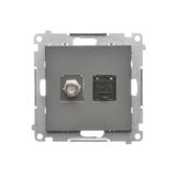 Aerial socket type "F" + computer socket RJ45 cat.6, module, graphite mat