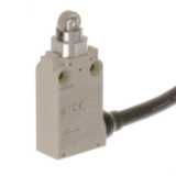 Small Safety Limit Switch, 4NC slow-action, roller plunger, 5 m cable, horizontal cable exit D4F 0040C