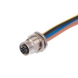 Built-in plugs, M12, Female socket, straight, Mounting thread: M 16 x 1.5, Number of poles: 5, Strand / cable length: 0.2 m, Rear panel mounting