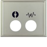 Centre plate 2 plug-in openings+imprinted symb., f.call, arsys steel m