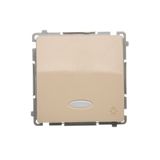 Light push button with indicator light, LED not replaceable Color: blue, (module), 10AX, quick connection, beige
