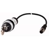 C22-WRS3-MS1-K20-P5 Key-operated actuator, RMQ compact solution, maintained, 2 N/O, Cable (black) with M12A plug, 4 pole, 1 m, 3 positions, MS1, Bezel: titanium