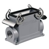 HDC enclosures, Size: 6, Protection degree: IP65, in plugged condition, Base housing, Side-locking clamp on lower side, high, Size of cable entries: M 25