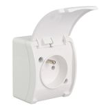 VG-1 Koala Single Socket with earthing contact (2P+Z) surface mounted IP44 white with white flap VG 161-01