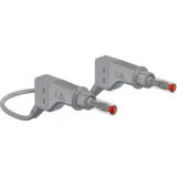 Measuring lead with (4 mm plug, spring-loaded, straight) to (4 mm plug, spring-loaded, straight), 500 mm, gray, silicone, 2.5 mm², CAT II, 66.9408-05028