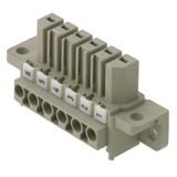 PCB plug-in connector, female header, Flange, THT solder connection, 7.00 mm, Number of poles: 10, 180°, Solder pin length (l): 3.2 mm, silver-plated, Pebble grey, Box