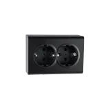 OUTLET SURFACE MOUNTED DOUBLE W/EARTH BLACK 6-PACK