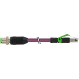 M12 male 0° D-cod. / RJ45 male 0° shielded PUR 1x4xAWG22  25.0 m