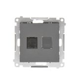 Single computer socket RJ45 category 6 with anti-dust cover, graphite mat