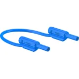 Measuring lead with (2 mm plug, spring-loaded, straight) to (2 mm plug, spring-loaded, straight), 300 mm, blue, PVC, 0.5 mm², CAT II, 65.9179-03023