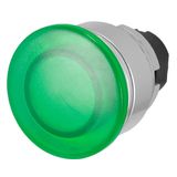 Mushroom push-button Ø 38, illuminated, flush-mount, momentary, green