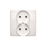 Double socket outlet without earthing, white, 16A