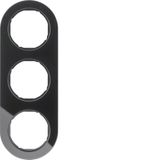 Cover frame 3-way, Series R.classic Black glass