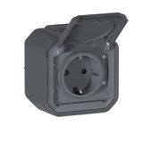 PLEXO GERMAN STANDARD SOCKET OUTLET FOR ELECTRIC BIKE - ANTHRACITE - SURFACE
