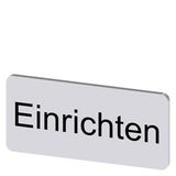 Labeling plate 12.5 x 27 mm, silver-colored label, labeling: Einrichten