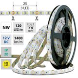 LED strip SMD2835 NW, 120LED/m, 14W/m, 1400lm/m, IP20, DC 12V, 10mm, 5m