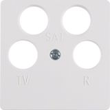 Central plate f. aerial soc. 4hole (Ankaro), com-tech, p.white matt/ve