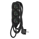 Extension Cord 3 m / 3 sockets / black / PVC / 1 mm2