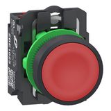 Plastic PB red flush 1 NC Push-in