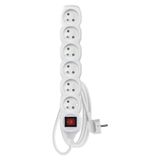 Extension Cord 2 m / 6 sockets / switch / white / PVC / 1 mm2