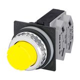 Projecting push-button, yellow, N.O.+N.C.