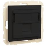 COV RING W/SING SUPPORT F/RJ45 CONN MATTE BK