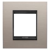 LUX INTERNATIONAL PLATE - IN METAL - 2 MODULES - BRUSHED ALUMINIUM LAVY - INNER FRAME MATT BLACK - CHORUSMART