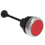 Mechanical RESET button, complete unit, spring return Ø22mm Platinum series chromed plastic, flush. Adjustable length 0...150mm/5.9in, red