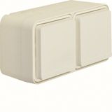 SCHUKO soc.out. 2g hor. hinged cover surf.-mtd,enhncd contact prot.,W.